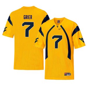 Men's West Virginia Mountaineers NCAA #7 Will Grier Yellow Authentic Nike Retro Stitched College Football Jersey QK15O10WT